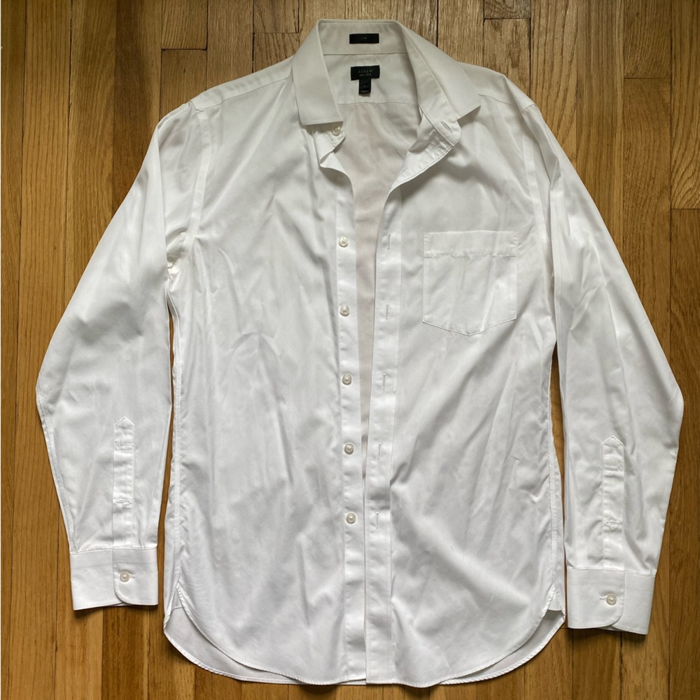 J Crew Ludlow 120s 2 Ply White Spread Collar Small Dress Shirt